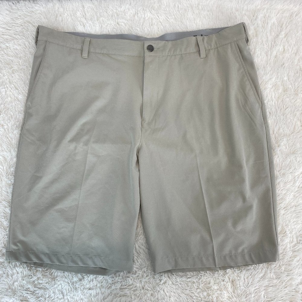 Adidas Taupe Grey Slight Pleat Front Chino Golf Athletic Shorts